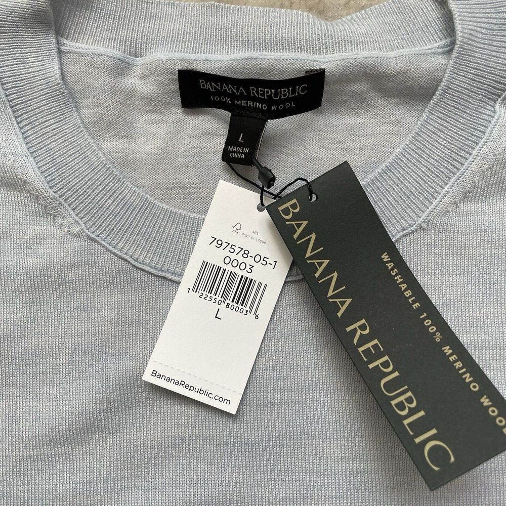 Banana Republic Washable Wool Womens Sweater Cutout Long Sleeve Blue Large NWT - Picture 7 of 8